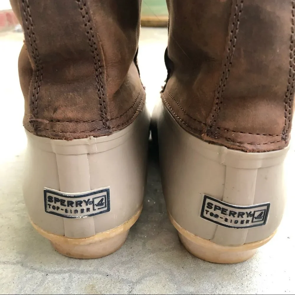 Sperry Duck boots waterproof leather wool rubber 11